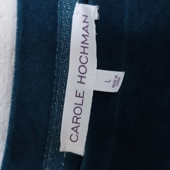 ☕Carole Hochman Velour Fleece Crew Neck PJ Set Sz L"teal" Blue Green Latte Color - Picture 5 of 6